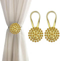 Magnetic Tiebacks for Curtains, 2 Pack Sparkling Crystal Flower Curtain Tiebacks Curtain Buckle Clips with High-Elastic Spring Wire for Home Office Decoration (Yellow & Yellow)