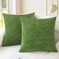 CaliTime Throw Pillow Covers Decorative 20 X 20 Inches Pack of 2 Cozy Chenille Cushion Cases for Couch Sofa Bed Living Room Home Forest Green