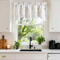 NICETOWN White Blackout Floral Kitchen Valances for Windows, Gold Foil Flower Shadow Printed Scalloped Drapes 18 Inch Length with Rod Pocket for Bathroom, W42×L18, 1 Panel