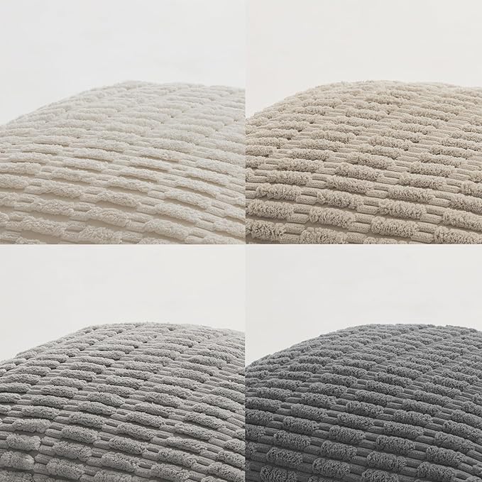 Fancy Homi Set of 4 Grey and White Lumbar Rectangle Decorative Throw Pillow Covers 16x24 Inch for Couch Bed Chair, Aesthetic Boho Room Decor, Soft Fuzzy Thick Corduroy Textured Cushion Case 40x60cm