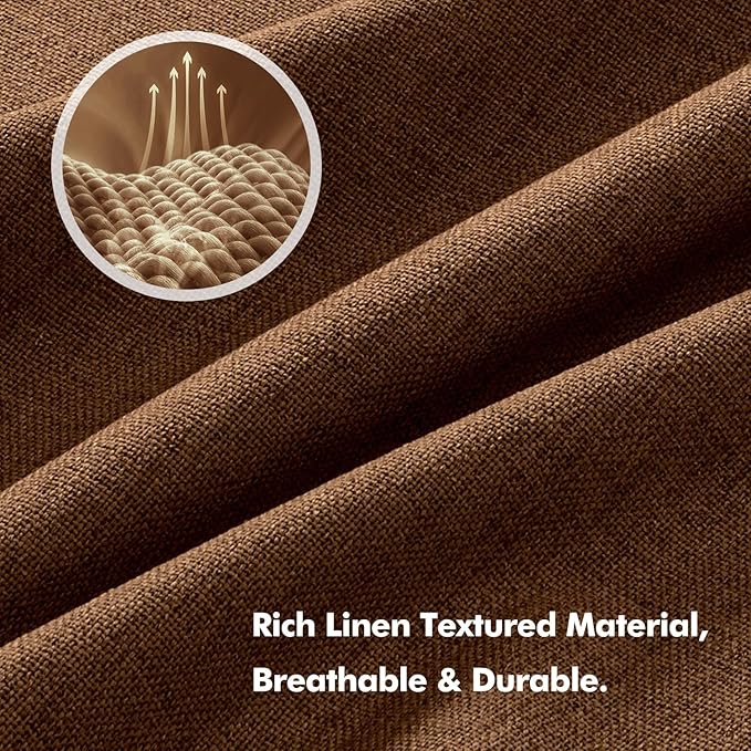 MIULEE 100% Blackout Linen Curtains for Bedroom, Brown Solid Luxury Decor Thermal Insulation Room Darkening Drapes for Living Room Nursery Back Tab Rod Pocket 42 x 84 Inches, 2 Panels