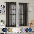 Simplebrand Chocolate Semi Sheer Curtains 63 Inch Length 2 Panels, Light Filtering Geometric Jacquard Clip Textured Short Sheer Curtains for Bedroom，Modern Elegant Window Curtains Drapes，42x63 inch