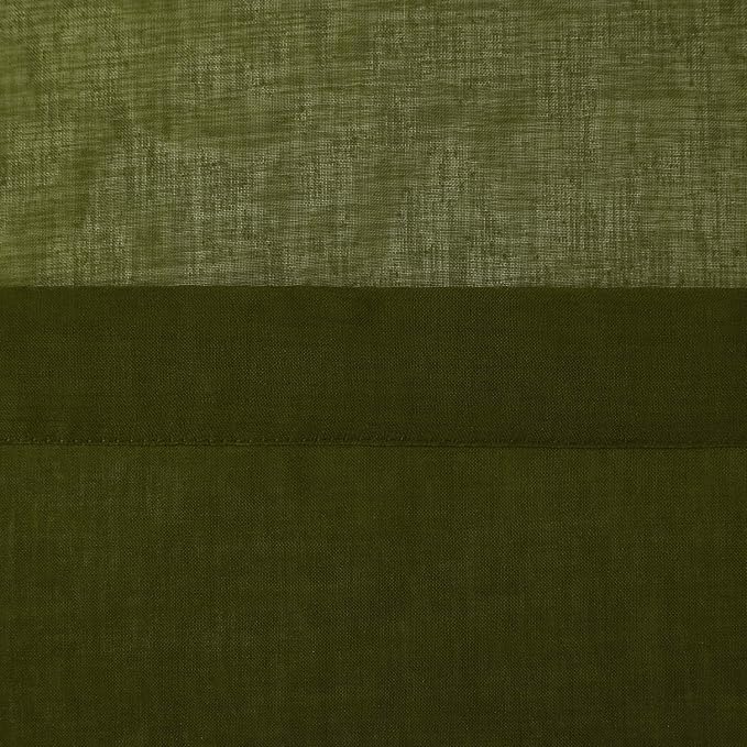 DWCN Olive Green Sheer Curtains Semi Transparent Voile Rod Pocket Curtains for Bedroom and Living Room, 52 x 63 inches Long, Set of 2 Panels
