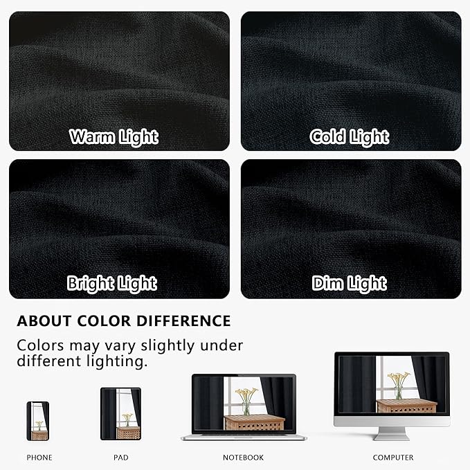 OVZME Black Valance for Windows, Light Filtering Faux Linen Textured Small Kitchen Valances for Windows, Dual Rod Pocket Farmhouse Short Curtain for Bathroom Basement, 60Wx20L inch, 1 Piece