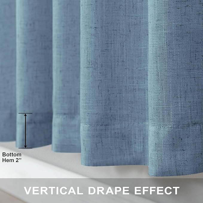 Light Blue Curtains 72 Inch Length for Boys Room 2 Panels Back Tab Pocket Light Diffusing Country Farmhouse Boho Slate Blue Curtain for Bedroom Living Room Door 52x72 Inches Long Dusty Stone Blue Grey