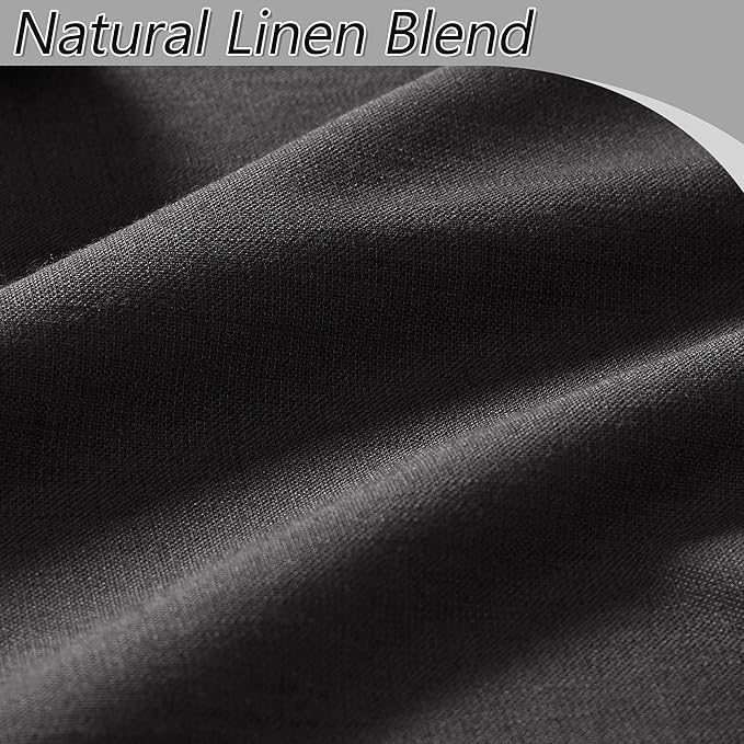 Guken Black 100% Blackout Curtains 120 Inch Length 2 Panels Set for Living Room Bedroom Back Tab Thermal Insulated Black Out Linen Drapes Room Darkening Window Curtains,52x120