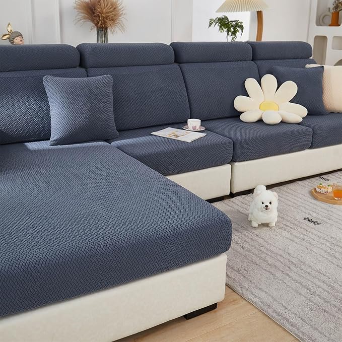 Sofa Covers Couch Covers for Sofa Pet Friendly Couch Cushion Covers Universal Sofa Covers Washable Stretch Slipcovers for Sectional Sofa (Texture Metal Gray,Back Cover M)