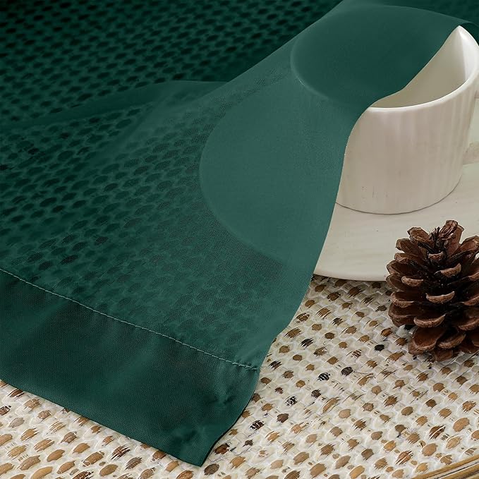 OVZME Hunter Green Sheer Curtains 84 Inches Long 2 Panels - Soft Light Filtering Christmas Sheer Panels for Living Room/Bedroom, Top Dual Rod Pocket, 1 Pair, Each 42Wx84L