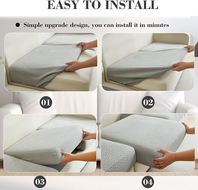 Couch Covers for 3 Cushion Sofa Pet Friendly Couch Cushion Covers Universal Sofa Covers Washable Stretch Slipcovers for Sectional Sofa (Texture Light Gray,Large Triple Seat Cover)