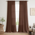Mocha Brown Linen Curtains 90 Inch Length 2 Panels for Living Room Back Tab Rod Pocket Window Drapes Light Filtering Modern Farmhouse Curtain 90 Inches Long for Dining Room Office 52x90