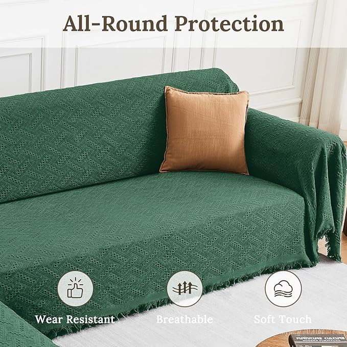 HOMERILLA Christmas Couch Covers,Sectional Couch Covers L Shaped Sofa Cover Blanket 2 Pieces L Shape Sofa Decoration Protector for Pets Dogs(Vintage Green, XXX-Large)