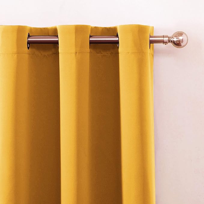 LEMOMO Blackout Curtains 66 x 84 inch/Yellow Curtains Set of 2 Panels/Thermal Insulated Room Darkening Bedroom Curtains