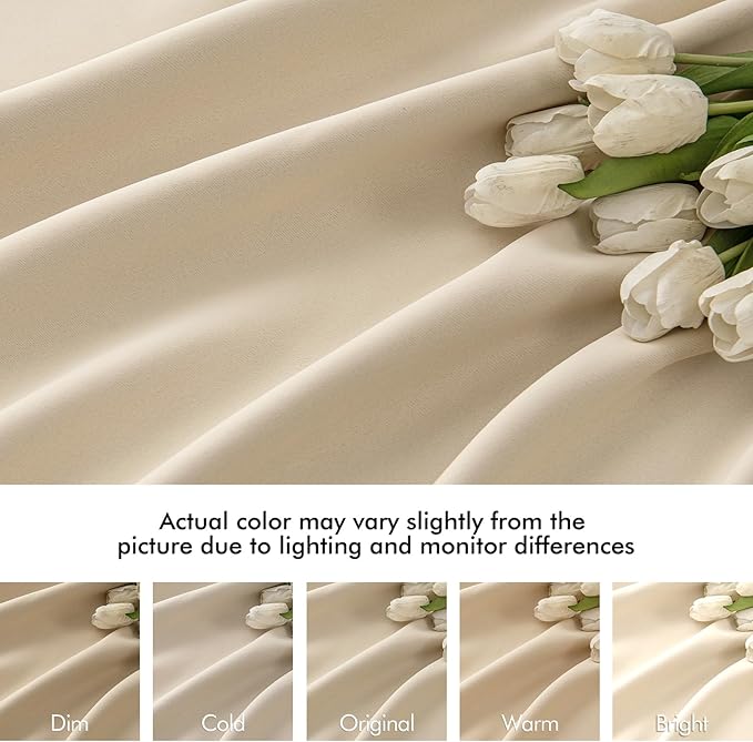 MIULEE Back Tab Cream Beige Curtains 108 Inch Long 2 Panels Set for Living Room Bedroom, Ivory Rod Pocket/Pinch Pleated Light Blocking Extra Long Thermal Insulated Room Darkening Blackout Drapes