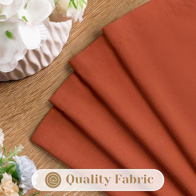 HOMEIDEAS Non-See-Through Fall Burnt Orange Privacy Sheer Curtains, 52 X 72 Inches Long 2 Panels Sheer Curtains Light Filtering Window Drapes for Bedroom Living Room