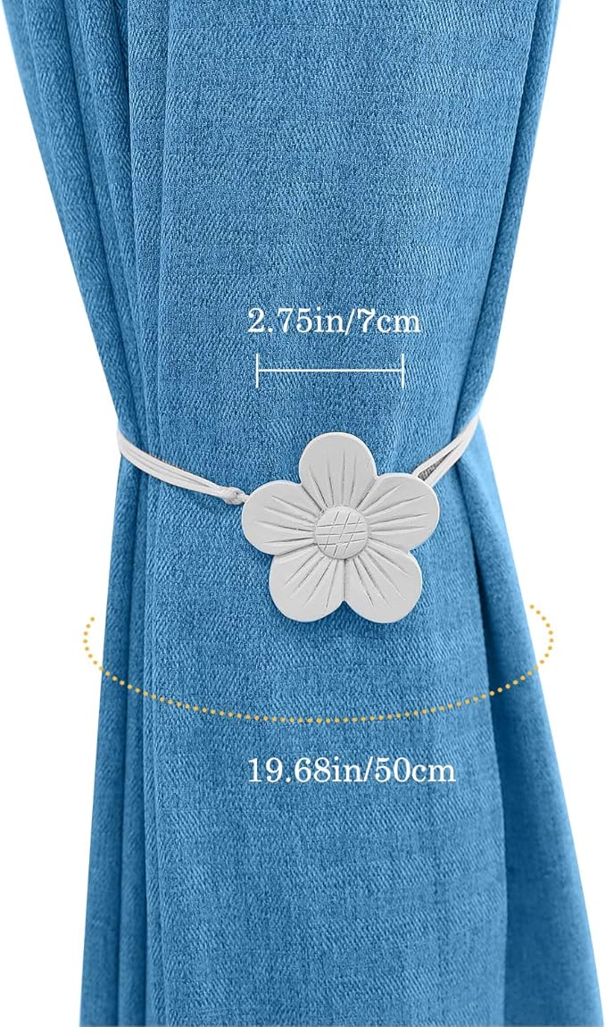 Lewondr Vintage Magnetic Curtain Tieback, 1 Pair Resin Flower Curtain Drapery Holdback Window Curtain Decorative Buckle Holder for Home Cafe Balcony - White