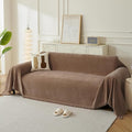 Couch Cover for Dogs, Boho Sofa Covers for 4 Cushion Couch, Chenille Sofa Slipcover for Pets Washable, L-Shape Sectional Couch Cover Soft Throw Blankets with Tassels(91x150,Coffee)