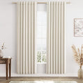 Guken 100% Blackout Linen Curtains 80 Inch Length 2 Panels Set for Living Room Bedroom Back Tab Thermal Insulated Black Out Drapes Room Darkening Farmhouse Window Curtains 80 Inches Long