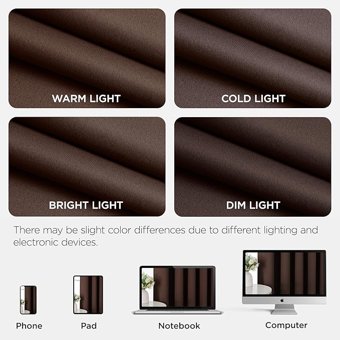 Joydeco Blackout Patio Sliding Door Curtains 90 Inches Long, Grommet Privacy Room Divider Curtains, Extra Wide Thermal Blackout Drapes for Bedroom Living Room (Chocolate, 70Wx90L, 1 Panel)