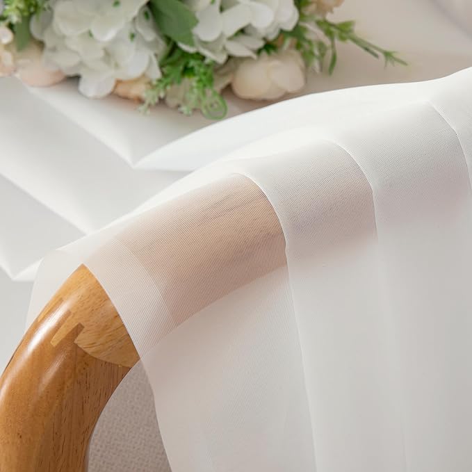Aiyufeng Voile Sheer Ivory Curtains - Transparent Light Weight Soft Window Treatment Curtain Panels with Rod Pocket Top for Patio Door/Living Room (W59 x L96, 2 Panels), Ivory