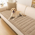 Smiry Couch Cover for Dogs Washable, Non Slip Fuzzy Pet Couch Covers for 3 Cushion Sofa Pet Friendly, Thick Soft Sofa Slipcovers Cushion Protector (Khaki, 27.6" x 70.9")