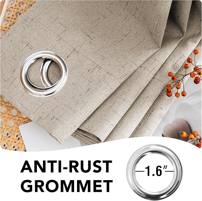 H.VERSAILTEX 100% Blackout Curtains for Bedroom Thermal Insulated Linen Textured Curtains Heat and Full Light Blocking Drapes Living Room Curtains 2 Panel Sets, Cobblestone, 42x84 Inch