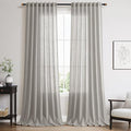 Nanspring Light Gray Linen Curtains for Living Room 120 Inches Long Back Tab Light Filtering Semi Sheer Curtain Extra Long Simple Modern Floor to Ceiling Grey Drapes for Bedroom 52x120, 2 Panels