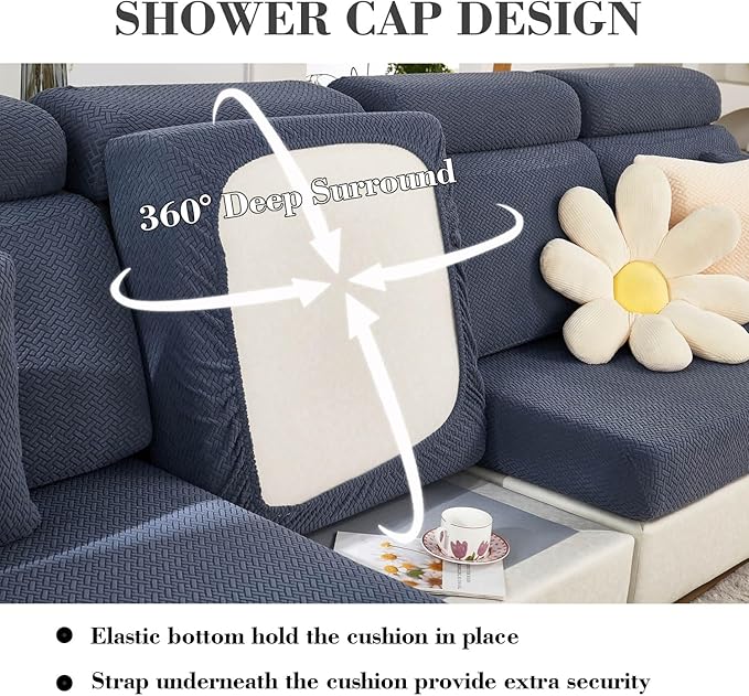 Sofa Covers Couch Covers for Sofa Pet Friendly Couch Cushion Covers Universal Sofa Covers Washable Stretch Slipcovers for Sectional Sofa (Texture Metal Gray,Back Cover M)