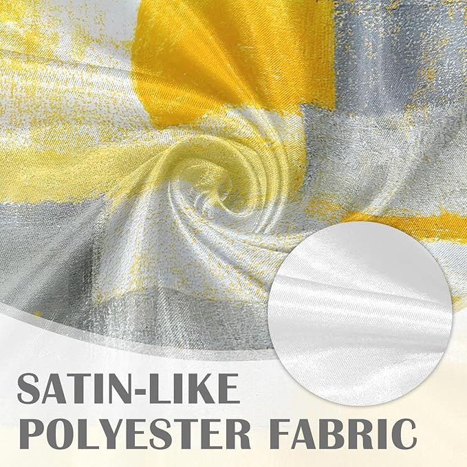 Emvency 4 Pack Valances Window Treatments, Yellow and Grey Abstract Modern Art Blackout Adjustable for Living Room Bathroom Bedroom Kitchen Over Sink, 52x18 Inch Rod Pocket Valances