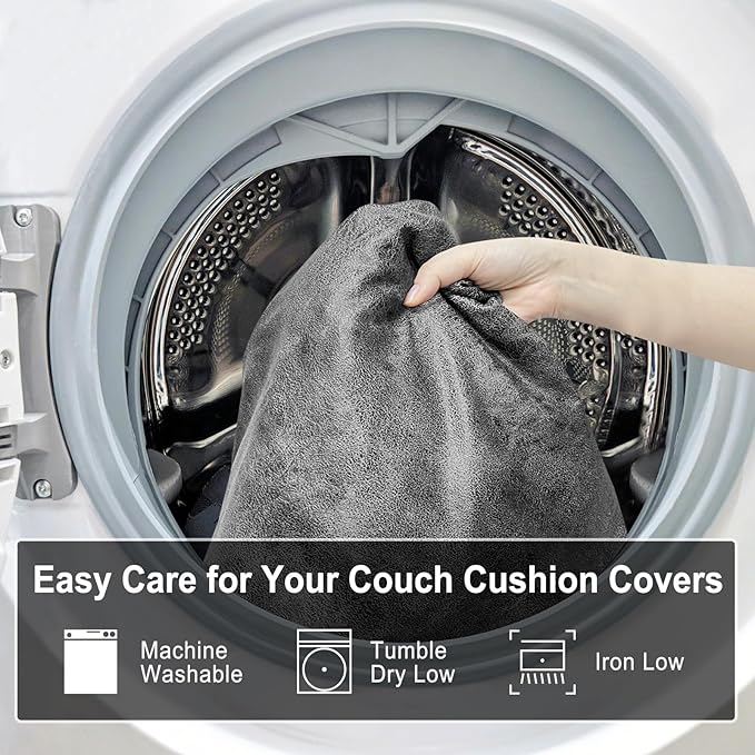 Leather Look Couch Cushion Covers Sofa Seat Slipcovers Sets Couches Furniture Protector for Sectional Armchair Loveseat Pets Kids Stretch Spandex Fabric (1 Cushion Sofa, Light Grey)