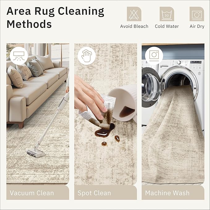 Runner Rug 3x10 Washable Non-Slip Hallway Runner Rugs for Kitchen Bathroom Laundry Room Beige Vintage Floor Carpet Runners for Hallways Entryway