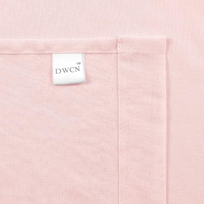 DWCN Blush Pink Sheer Curtains Semi Transparent Voile Rod Pocket Curtains for Bedroom and Living Room, 52 x 45 inches Long, Set of 2 Panels