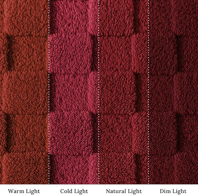 Exclusivo Mezcla King Size Flannel Fleece Blanket, Super Soft and Warm Lightweight Checkered Pattern Blankets for All Seasons, 90x104 Inches, Deep Red