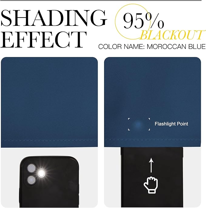 NICETOWN Bedroom Blackout Large Window Curtains - Room Darkening Energy Saving Thermal Insulated Grommet Room Divider Draperies for Living Room/Doorway (Moroccan Blue, W66 x L90, 2 Panels)