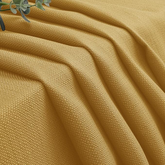 Chyhomenyc Gold Valance for Windows, Light Filtering Faux Linen Textured Small Window Kitchen Valance, Rod Pocket Short Curtain for Bathroom Laundry Basement, 60Wx14L inch, 1 Piece