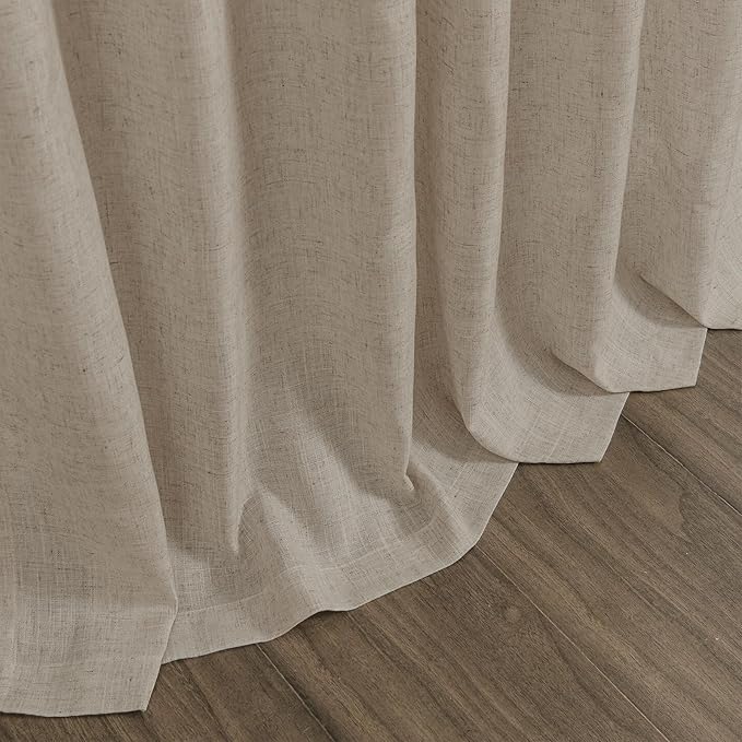 Nanspring Cobblestone Linen Curtains for Living Room 94 Inches Long Light Filtering Semi Sheer Curtain Back Tab Modern Farmhouse Decor Elegant Drapes for Bedroom Dinner Room 52x94, 2 Panels