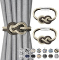 NICEEC 2 Pack Mini Magnetic Curtain Tiebacks Nordic Simple Style Drape Tie Backs Elegant Hand Weave Rope Knot Decorative Curtain Holdbacks for Home & Office Thin Window Drapery (Coffee & Beige)