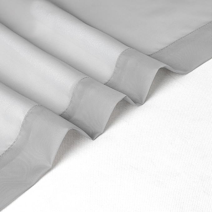 Chyhomenyc Light Grey Sheer Curtains 45 Inch Long 2 Panels, Light Filtering Rod Pocket Voile Short Curtains Drapes for Living Room Bedroom Small Windows, 42Wx45L Inches