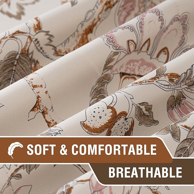H.VERSAILTEX Blackout Curtain Valances for Kitchen Window/Living Room/Bathroom Privacy Added Rod Pocket Home Decoration Winow Valance, 52" W x 18" L, Floral in Sage and Brown