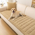 Smiry Couch Cover for Dogs Washable, Non Slip Fuzzy Pet Couch Covers for 3 Cushion Sofa Pet Friendly, Thick Soft Sofa Slipcovers Cushion Protector (Camel, 27.6" x 59")