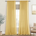 Gold Curtains for Living Room Back Tab Modern Farmhouse Semi Sheer Curtains 90 inches Long 2 Panels Set Muted Neutral Window Curtain for Dining Room Bedroom 52x90