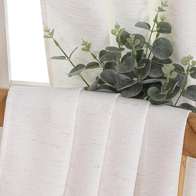 Chyhomenyc Natural Short Curtain Valance for Windows, Blend Linen Textured Half Window Curtains, Burlap Solid Topper Small Curtain Valance for Bathroom Laundry Basement, 60Wx18L Inch, 1 Piece