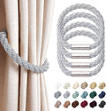 NICEEC 4 Pack Strong Magnetic Curtain Tiebacks Modern Simple Style Drape Tie Backs Convenient Decorative Weave Rope Curtain Holdbacks for Thin or Thick Home & Office Window Draperies (Light Grey)