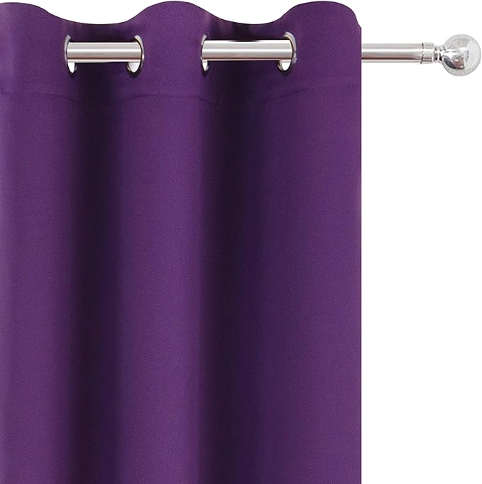 LEMOMO Purple Blackout Curtains 34 x 84 Inch Length/Set of 2 Curtain Panels/Thermal Insulated Room Darkening Blackout Curtains for Bedroom