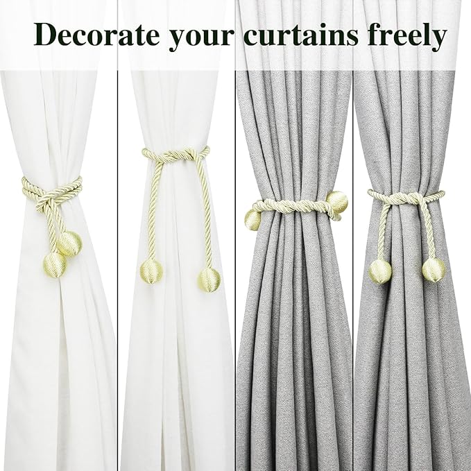 Curtain Tiebacks Outdoor Elegant Decorative Tie Backs Modern Rope Tiebacks for Drapes Window Curtain Holdbacks for Draperies (Cream, 2)
