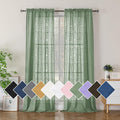 Simplebrand Sage Green Semi Sheer Curtains 96 Inches Long 2 Panels, Light Filtering Geometric Jacquard Clip Textured Sheer Curtains for Living Room，Modern Elegant Window Curtains Drapes，42x96 inch