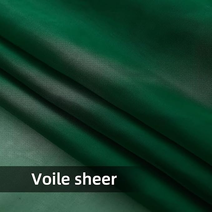youleyar Solid Sheer Rod Pocket Curtain Voile Draperies 2 Panels White Beige Black Ivory Grey 26 Inch Width 24 Inch Long 1 Pair for Kitchen Bedroom Children Living Room Yard(Foliage Green,26W x 24L)