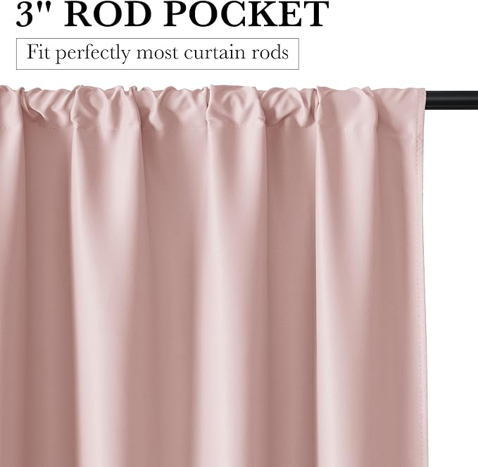 RYB HOME 100% Blackout Short Curtains for Small Window, Thermal Insulated Total Room Darkening Noise Reducing Curtains for Basement Bathroom RV Cars, 29 inches Wide by 24 inches Long, Baby Pink