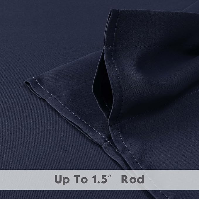 Chyhomenyc Navy Blue Valances for Window, Room Darkening Short Curtains for Kitchen Bedroom Living Room, Rod Pocket Top Small Window Treatment Valance RV Bunk Panels, 40" Wx14 L, 2 Pieces