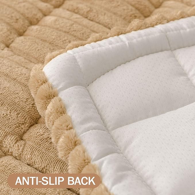 Smiry Couch Cover for Dogs Washable, Non Slip Fuzzy Pet Couch Covers for 3 Cushion Sofa Pet Friendly, Thick Soft Sofa Slipcovers Cushion Protector (Camel, 27.6" x 59")