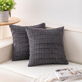 Pack of 2 Corduroy Decorative Throw Pillow Covers 22x22 Inch Soft Striped Pillow Covers Modern Farmhouse Home Decor for Sofa Living Room Couch Bed（Dark Grey）